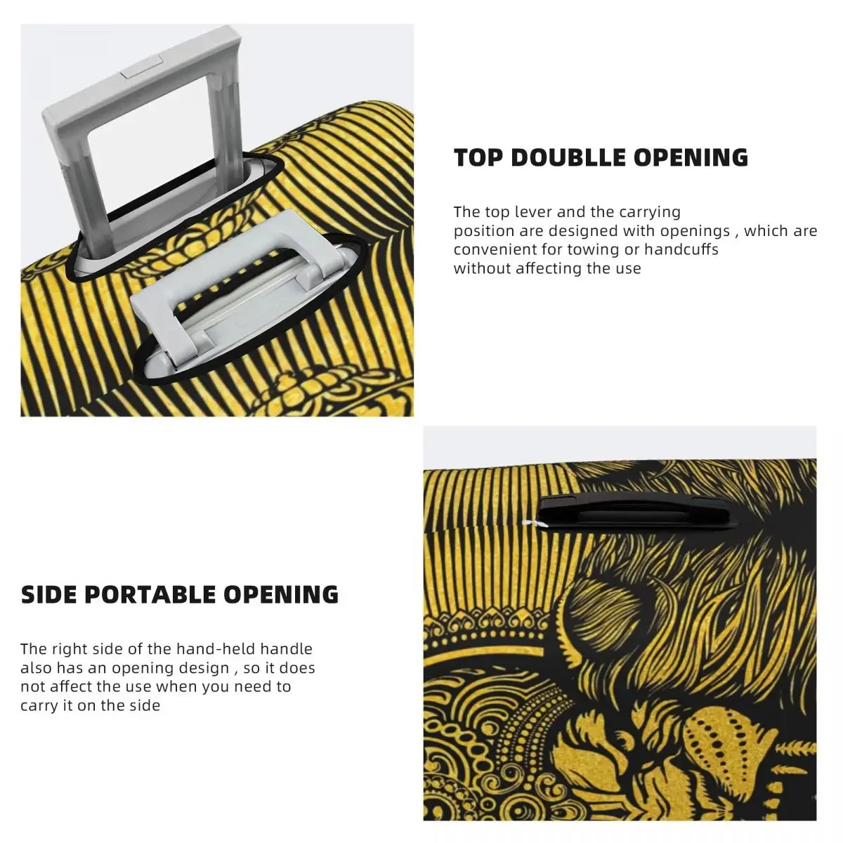 Narasimha In Gold Print Luggage Protective Dust Covers Elastic Waterproof 18-32inch Suitcase Cover Travel Accessories