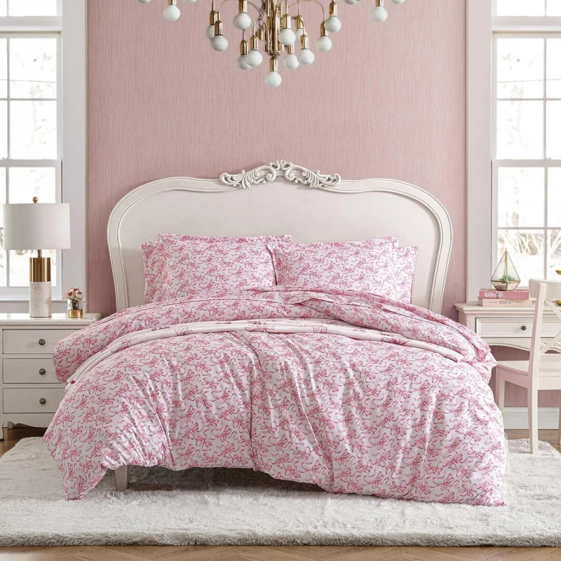 

King size bed duvet cover ballet bow pink (1 duvet cover 2 pillowcases, no duvet)