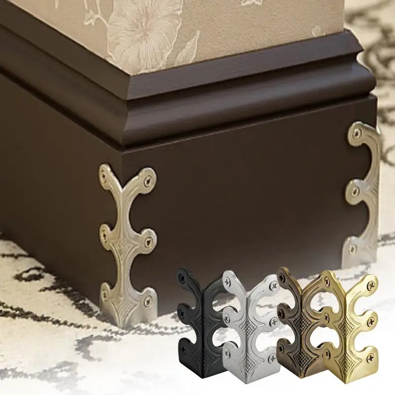 4Pcs Baseboard Corner Protectors Children Anticollision Edge Guard Decorative Cover Solid Brass Skirting Board Corner Protectors