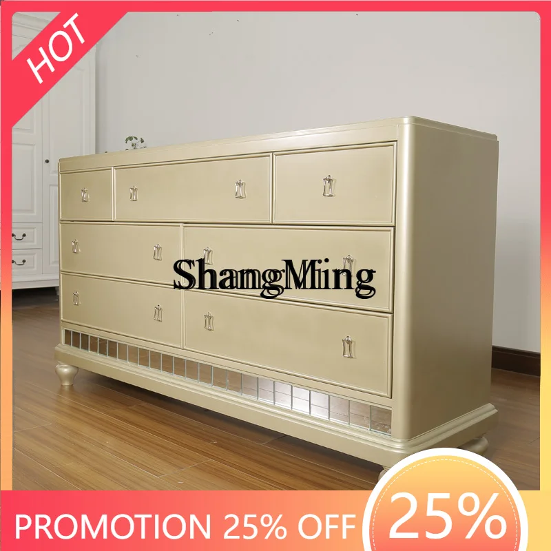 

FG good-looking simple rural light luxury walnut wood solid wood bedroom chest storage bed end Wuqi chest