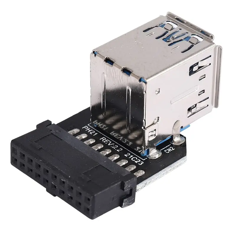 A31T USB 3.0 Motherboard Adapter 20Pin to Dual USB3.0, 19 Pin/20P Header to 2 for Ports USB A Female Connector PH21