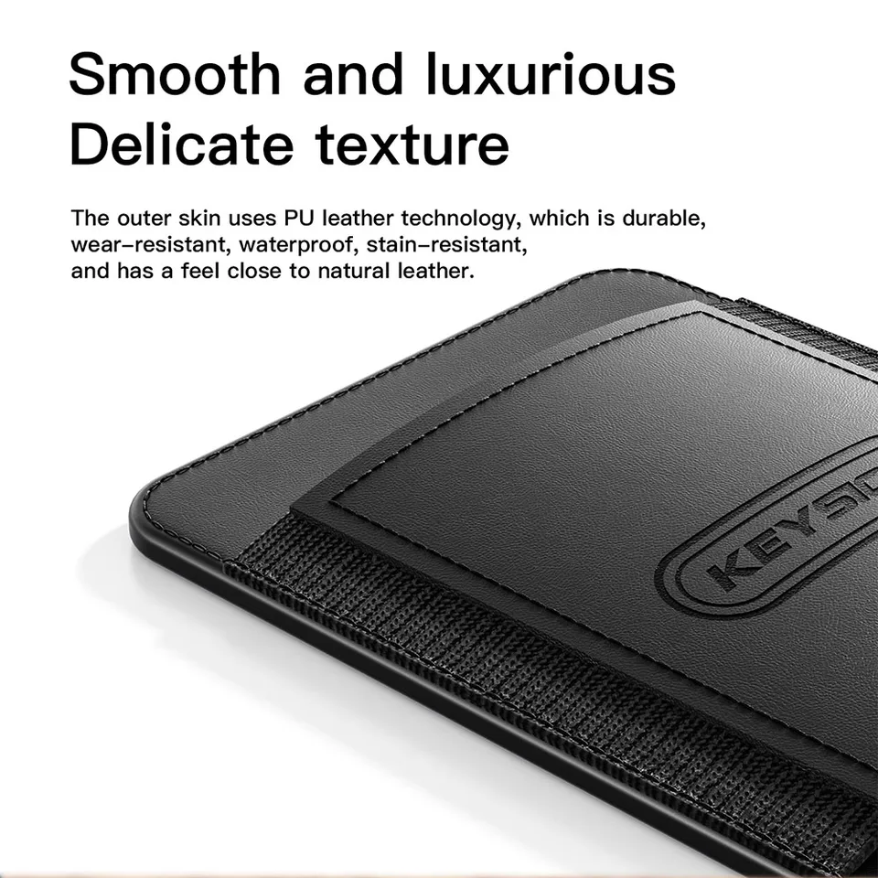 KEYSION Magnet Card Holder Elastic Leather Case for Magsafe for