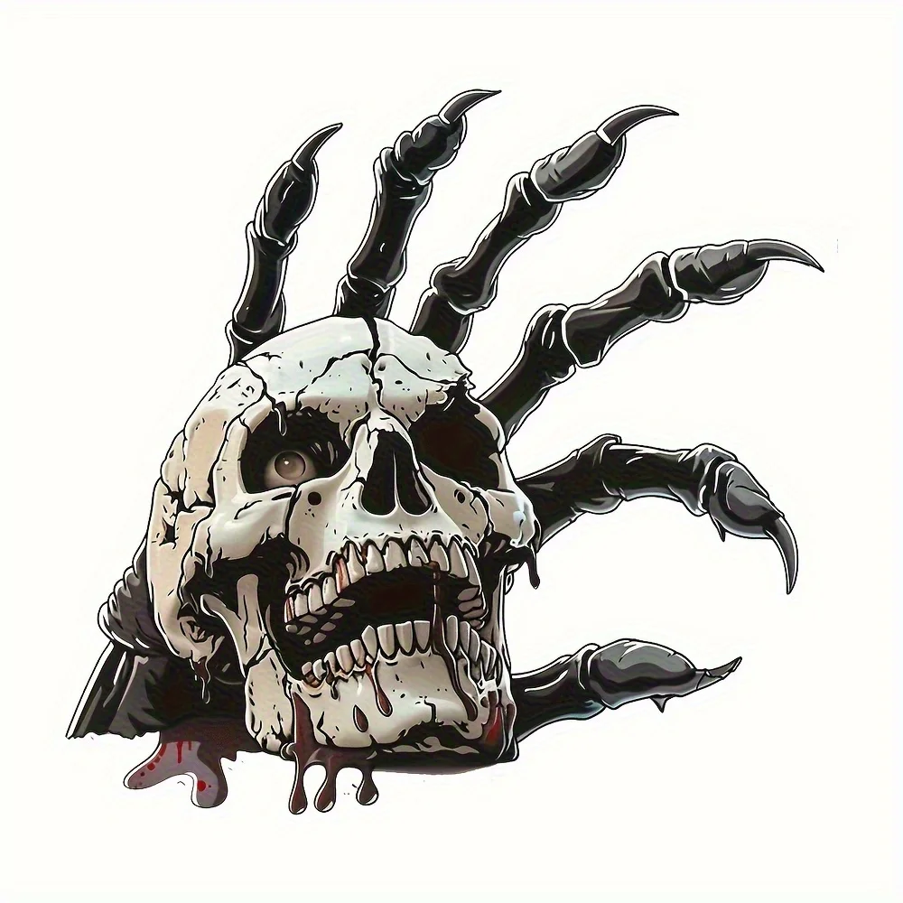Skull Hand Cartoon Vinyl Sticker - Waterproof Sun Protection Decal for Car, Laptop, Skateboard