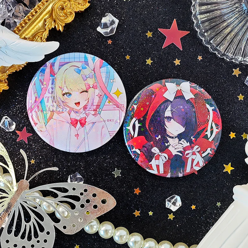 Game Rain KAnge NEEDY GIRL OVERDOSE Cute Q Version Laser Round BedgeCosplay Badge Brooch Pins Gifts