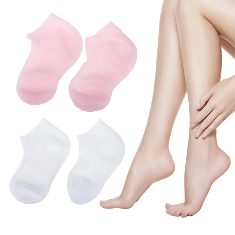 Peúgas protetoras plantares Anti-rachando, meias elásticas do silicone, cuidado com os pés, hidratando Exfoliating, TERMAS, uso home, 1 par