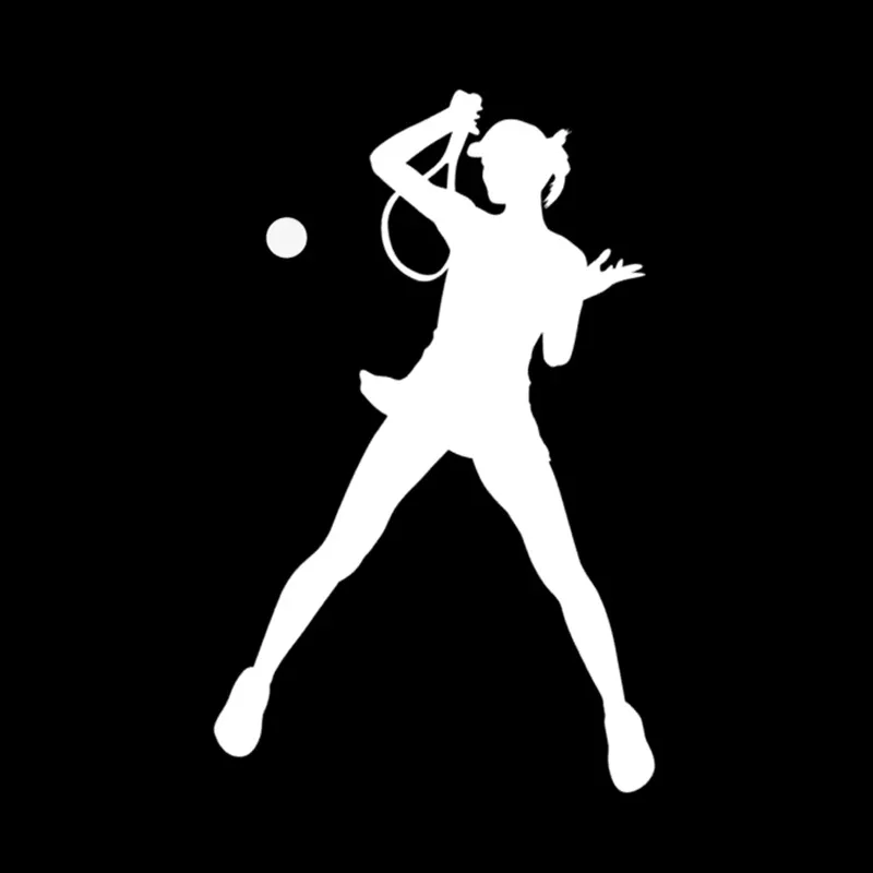 Car Stickers Funny Female Tennis Player Sports Fitness PVC Car Stickers Waterproof Cover Scratch Black/white, 14cm*9cm