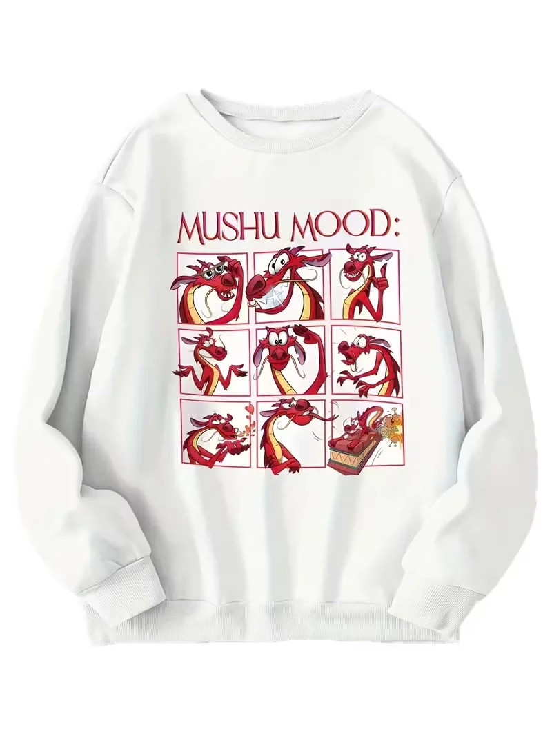 ديزني مولان موشو التنين الأحمر البلوز المرأة الرجال سترات قطنية عالية الجودة البلوز الخريف الشتاء الصوف المتضخم بلوزات مستديرة العنق الملابس