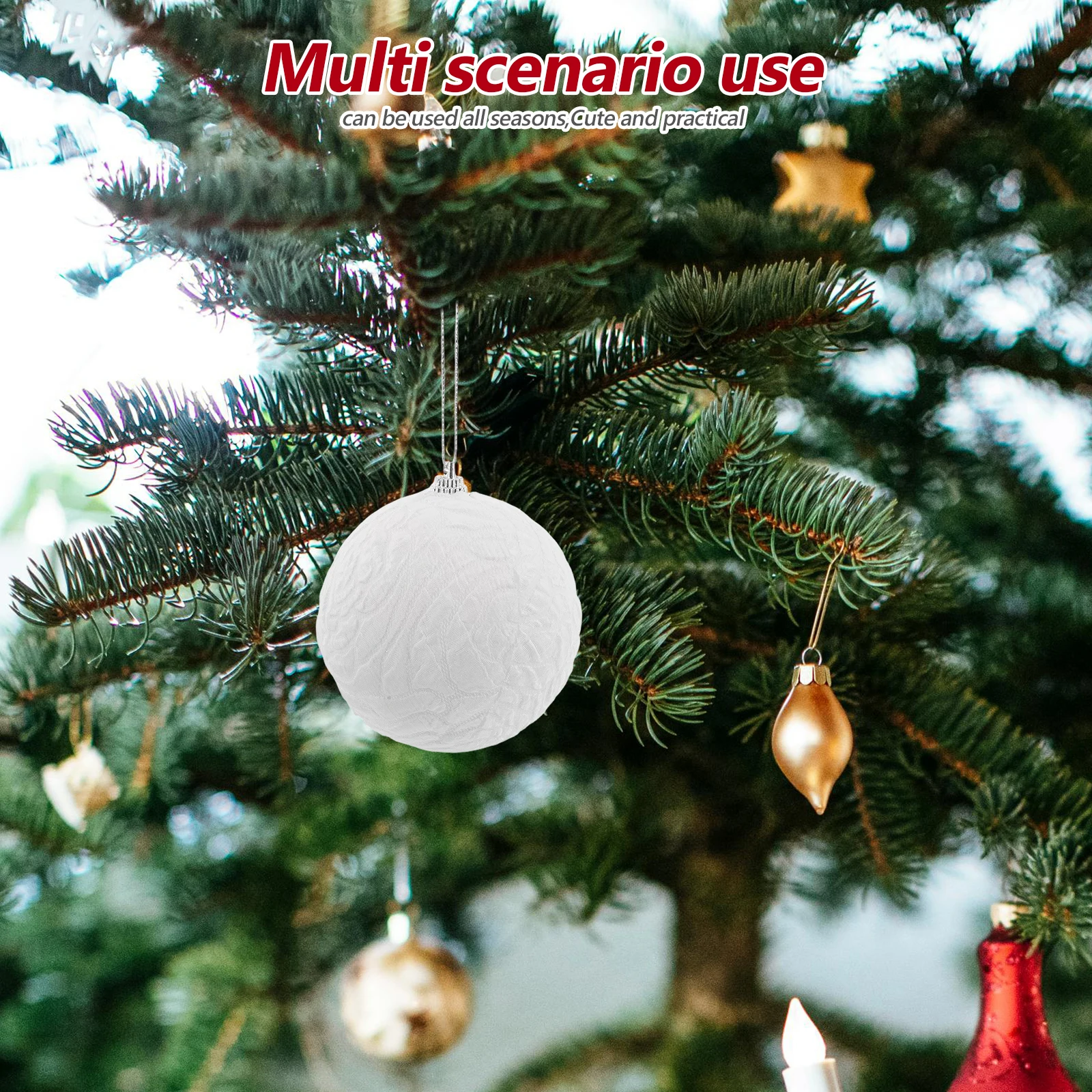 

12pcs Christmas Tree Hanging Ornaments White Lace Baubles Shatterproof Plastic Ball Decorations For Xmas Tree Party Decor