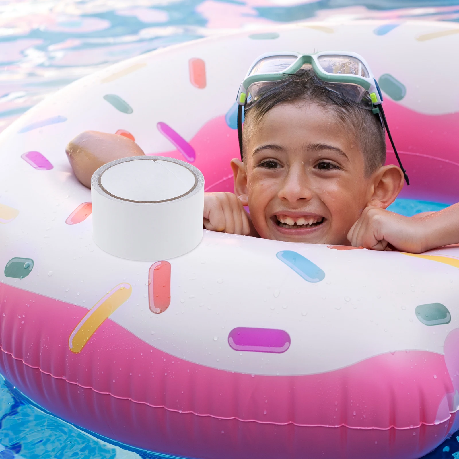 

Inflatable Swim Ring Repair Patches 50mmx5m TPU Self Adhesive Patch Tape for Rings Kayaks Boats Toys Liners Pond Seams