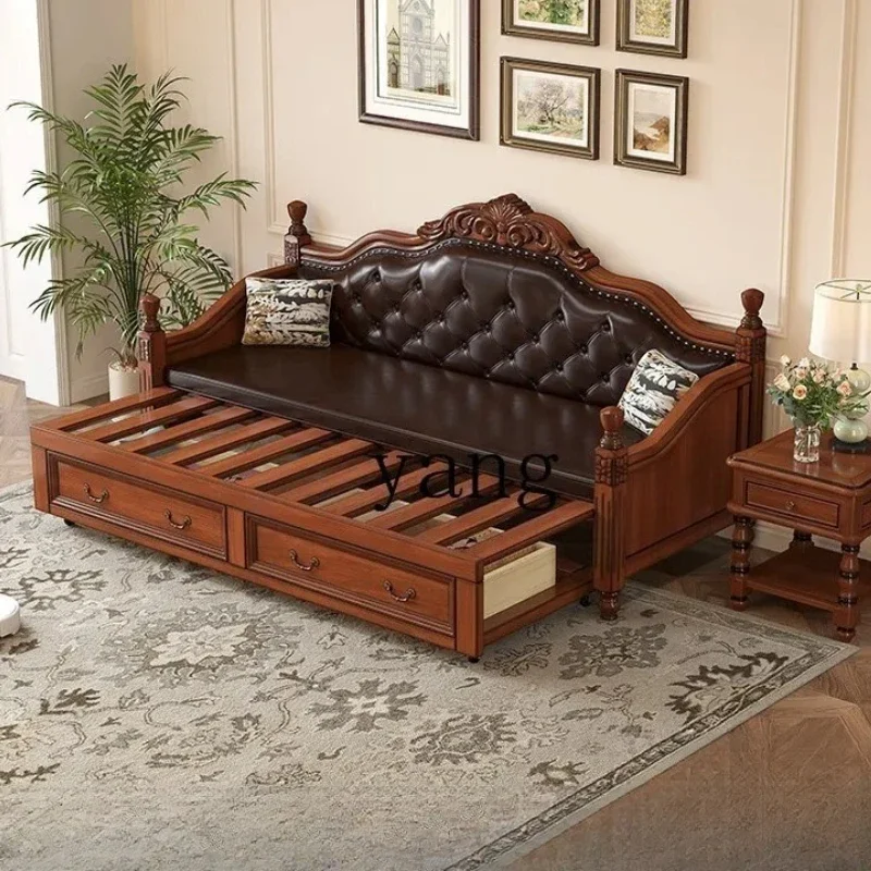 CX American solid wood sofa bed push-pull foldable dual-purpose sitting and lying retractable multi-function