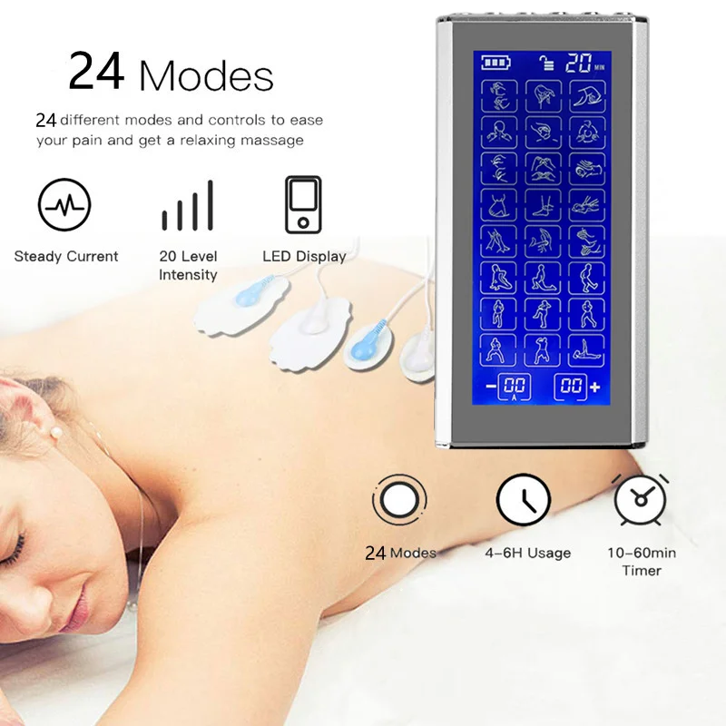 

24 Modes Low-Frequency Physiotherapy Instrument TENS Therapeutic Massager EMS Neuromuscular Stimulator Digital Pulse Electronic