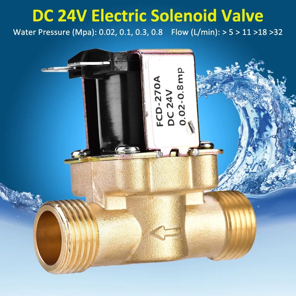 

Water Valve Electric Valve Water Valve G1/2" 24V Normally Closed Brass Electric Solenoid Magnetic Valve For Water Control