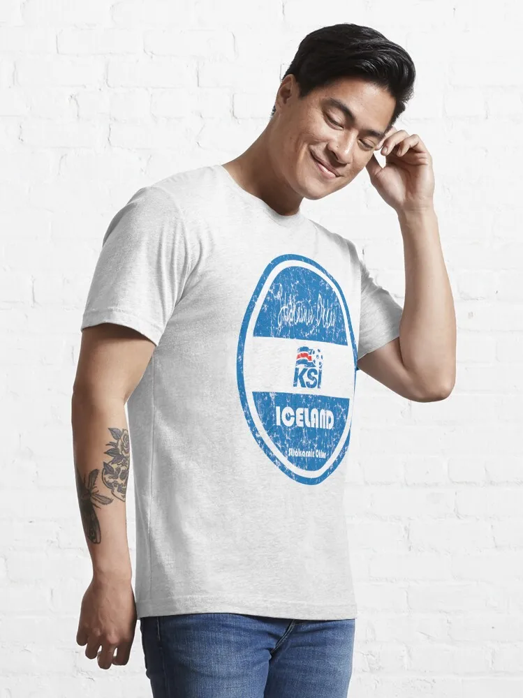 Football - Iceland (Distressed) Essential T-Shirt Men Women Clothes Oversized Cotton Tees New Fashion Top Tees