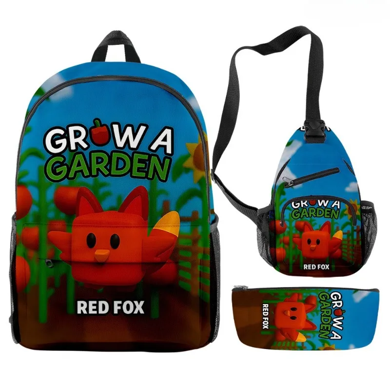 

3pcs/set 3D Game Roblox Grow A Garden Creative Peripheral Cartoon Cute Printed Backpack Backpack Pencil Case Shoulder Bag