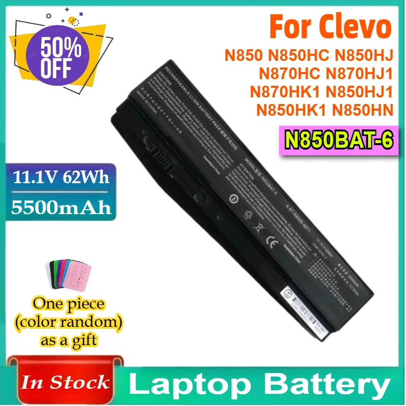 

11.1V 62WH N850BAT-6 Laptop Battery for Clevo N850 N850HC N850HJ N870HC N870HJ1 N870HK1 N850HJ1 N850HK1 N850HN