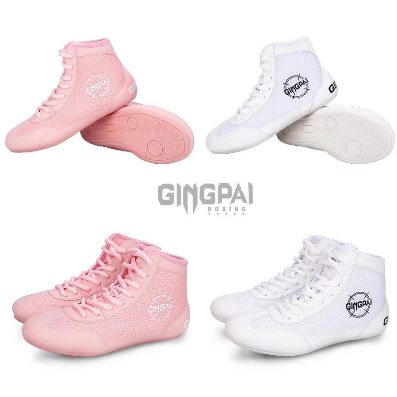 2024 New Arrival Boxing Shoes Men Women White Pink Fighting Shoes Unisex Breathable Wrestling Shoes Couples Brand Sports Shoe