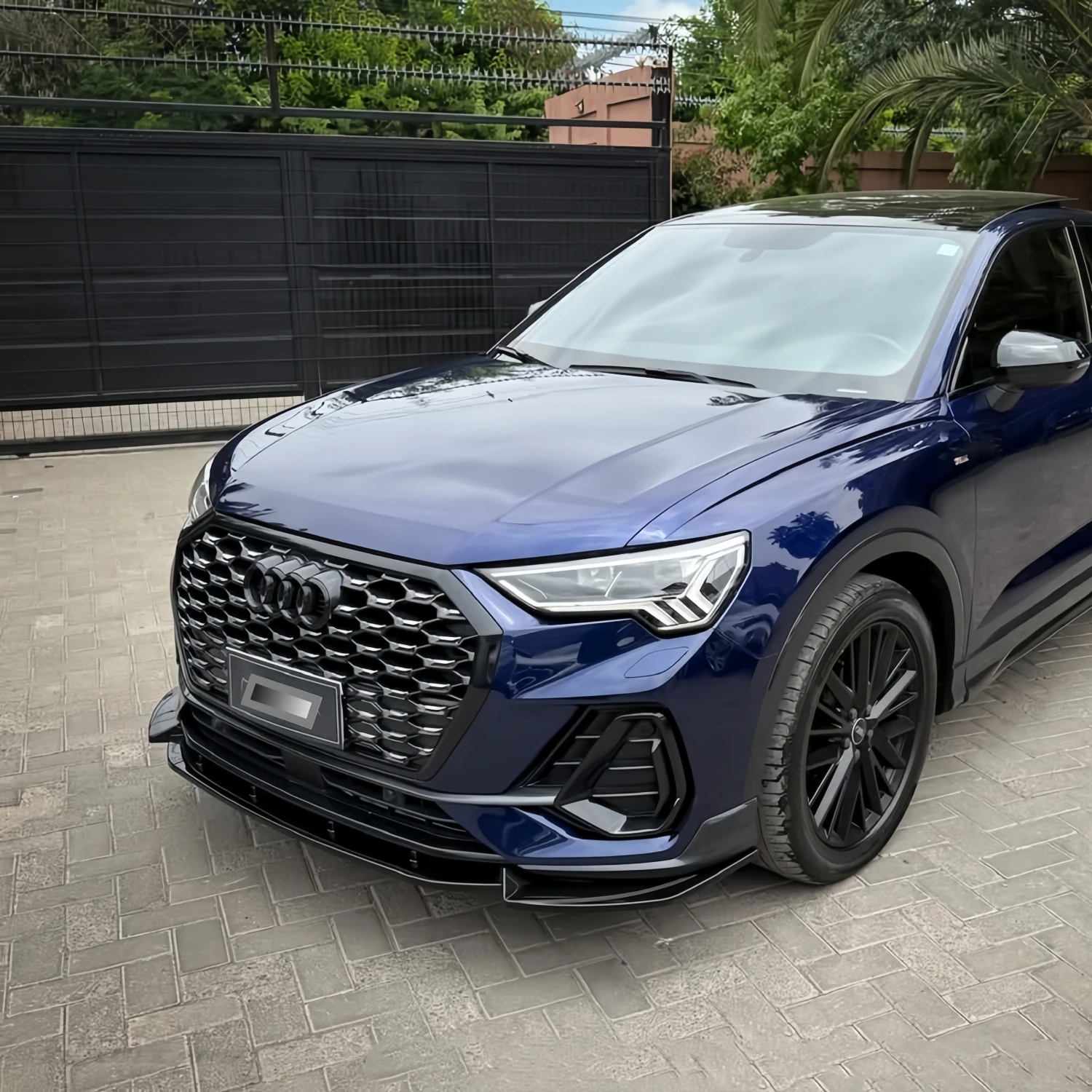 아우디 Q3 MK2 F3 S-line 스포트백 2.0 TFSI TDI 2019-2024 튜닝 바디 키트용 3피스 글로스 블랙 자동차 프론트 범퍼 립 스플리터 썸네일 2