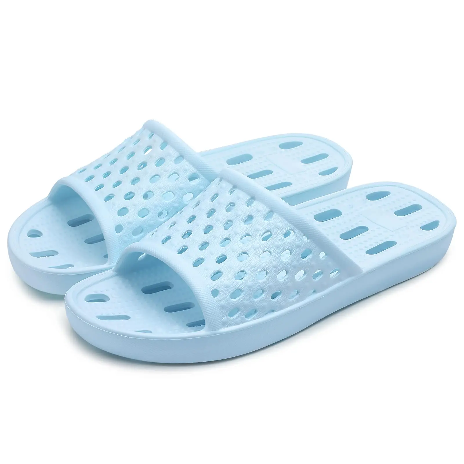 Shevalues Schnelltrocknende Damen-Duschpantoffeln, flache Slip-On-Hausschuhe, bequeme Badezimmer-Slides, rutschfeste Pool-Sandalen für den Fitnessbereich – Detail 25