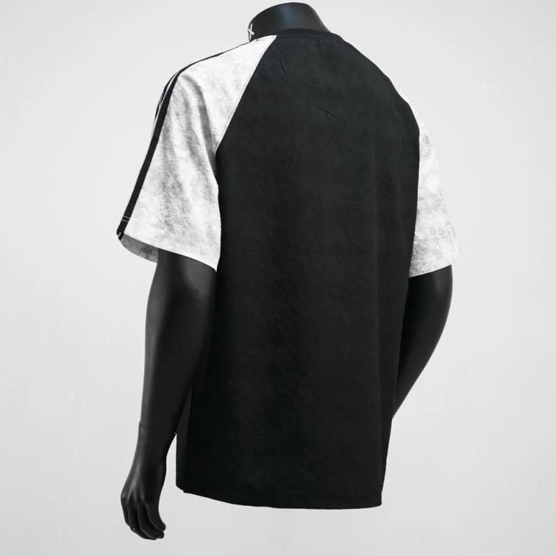 new color blocking short sleeved T-shirt men's striped round neck versatile casual loose trendy half