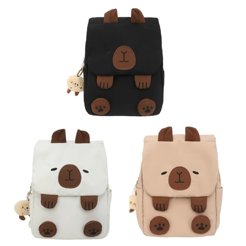 Mochila para mujer y niña, mochila nailon capacidad con dibujos capibara, envío directo