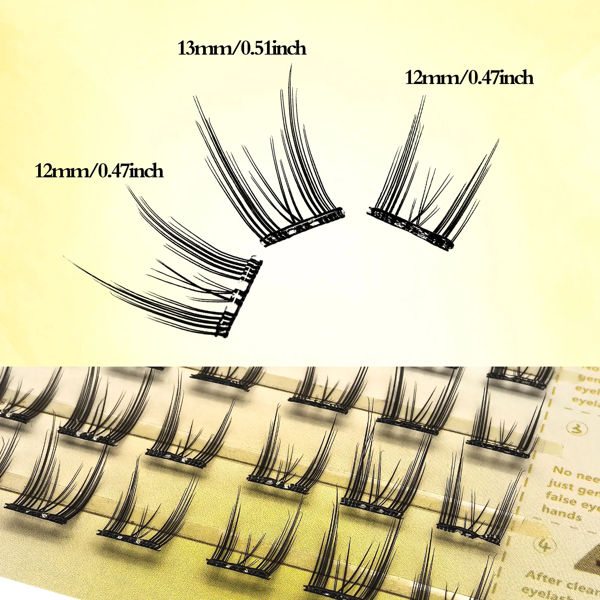 6 linhas de extensões de cílios sem cola - reutilizáveis, adequadas para iniciantes, aparência natural e charmosa, estilo boneca/olho de gato