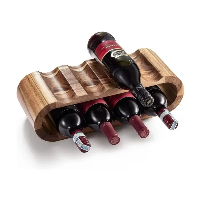 Acacia Wood Wine Rack  Home Decor Wine Bottle Holder Stand and Storage Shelf Organizer for Party and Wine Gifts