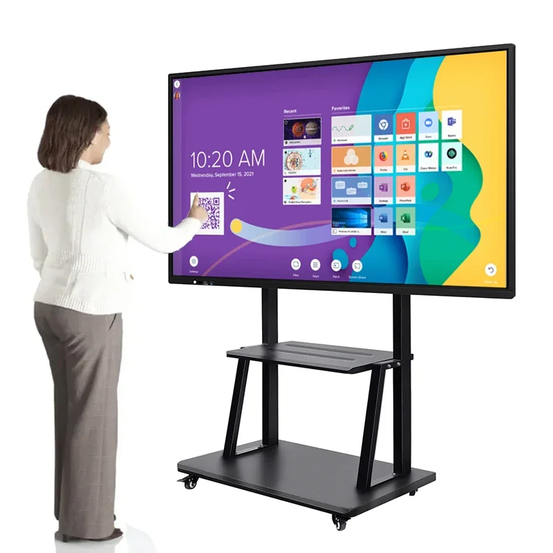 Floor Standing Digital Interactive Whiteboard 85 inch Smart Board Screen Touch TV for Classroom