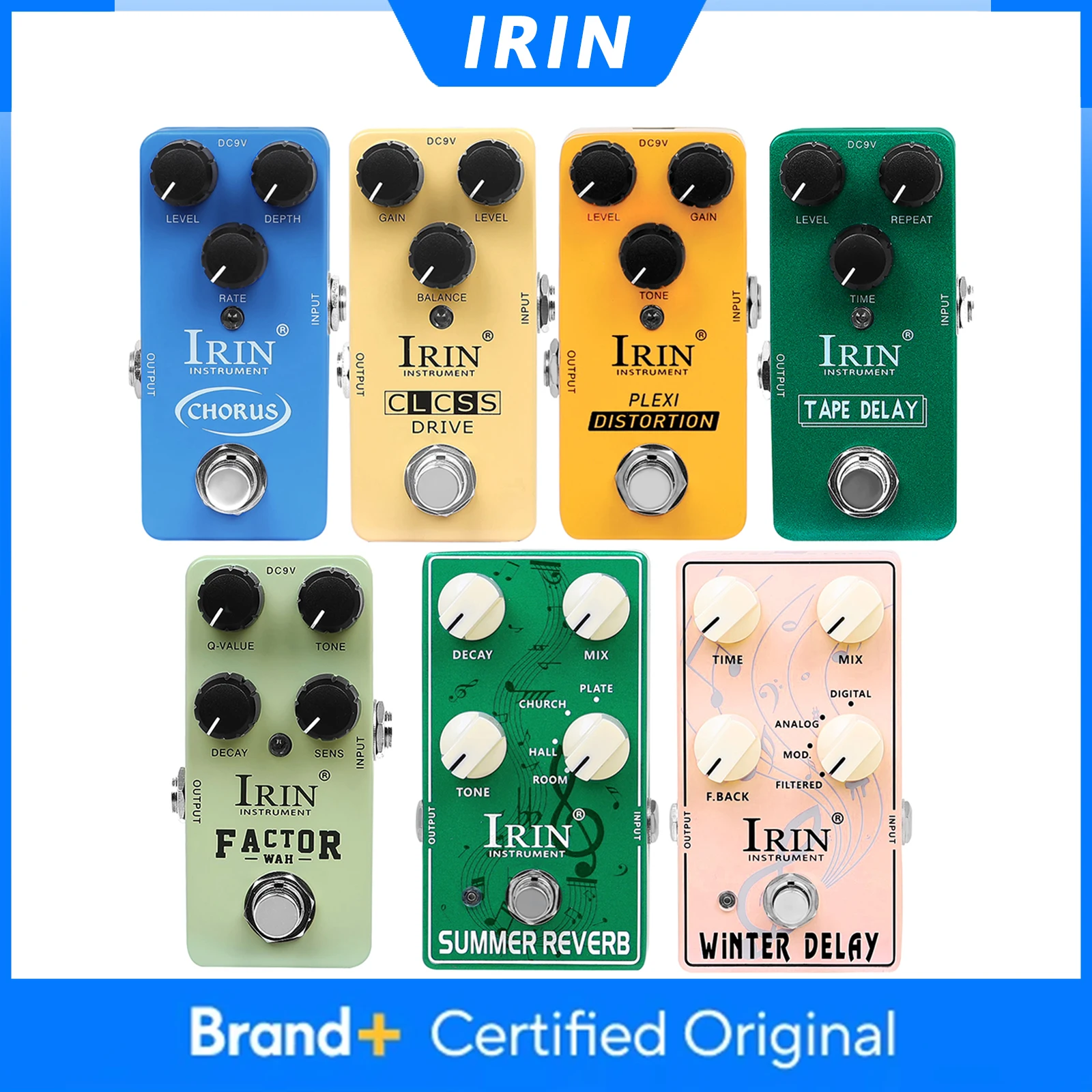 IRIN تأثير الغيتار دواسة جوقة/Overdrive/تشويه/تأخير/واه/Reverb دواسة صحيح تجاوز أجزاء الغيتار الكهربائي وملحقاتها