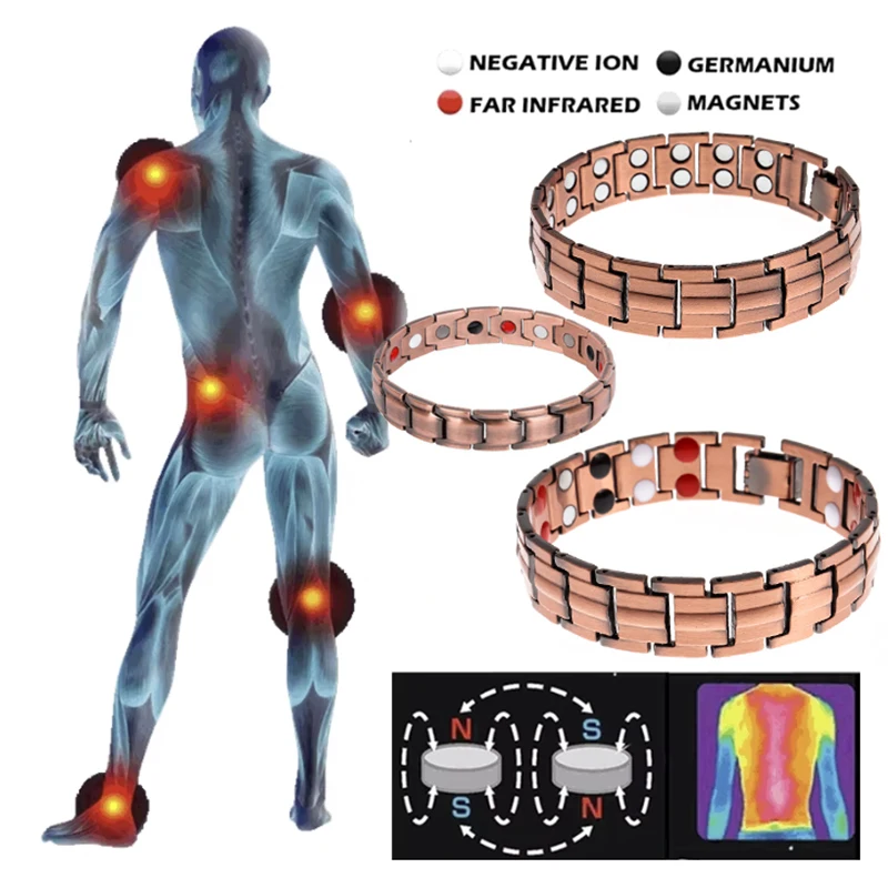 Healing Healthy Copper Magnetic Bracelet for Men Arthritis Pain Relief Bio-Energy Blood Pressure Bracelet Health Bangle Jewelry