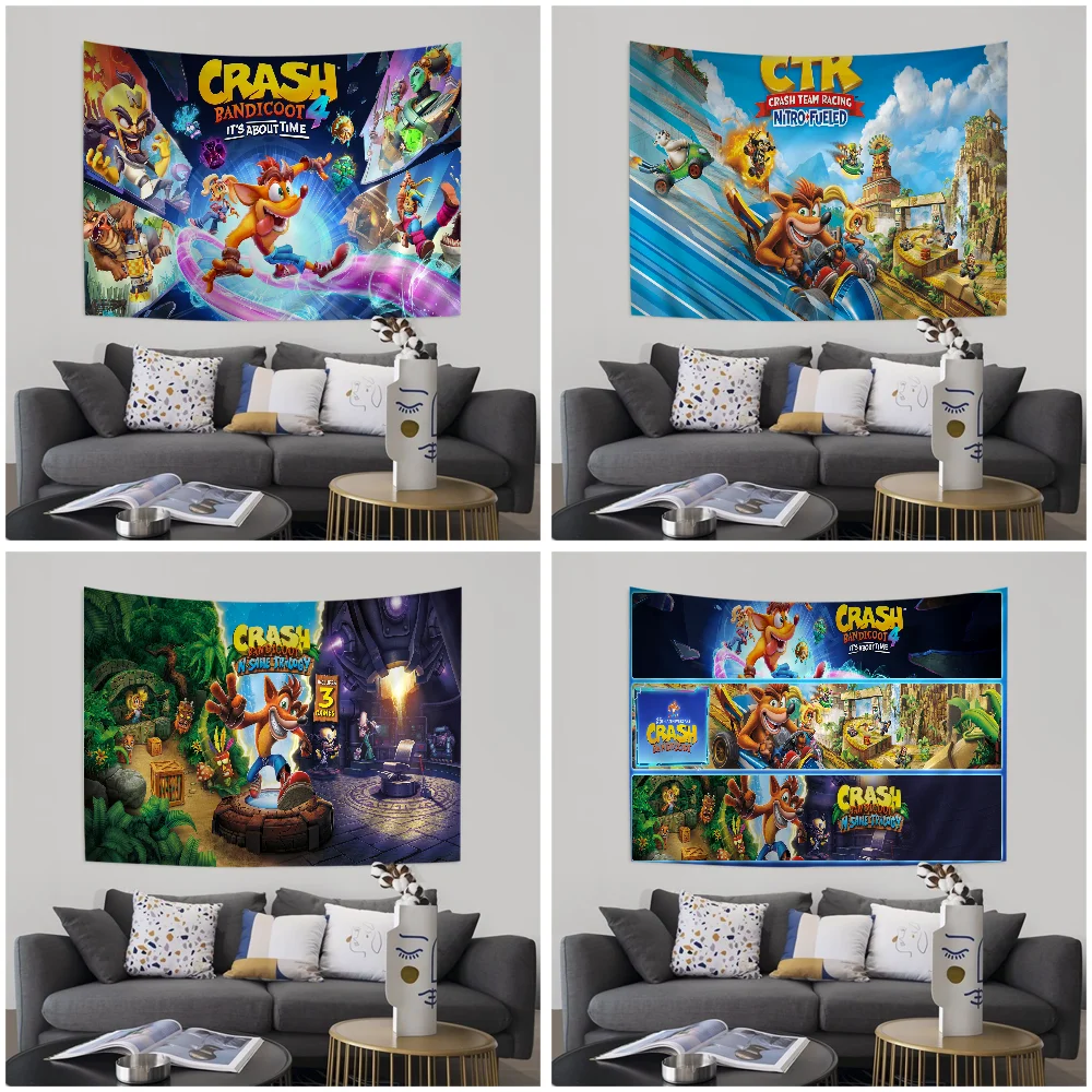 

C-Crash Bandicoot 4 Colorful Tapestry Wall Hanging Hippie Flower Wall Carpets Dorm Decor Japanese Tapestry