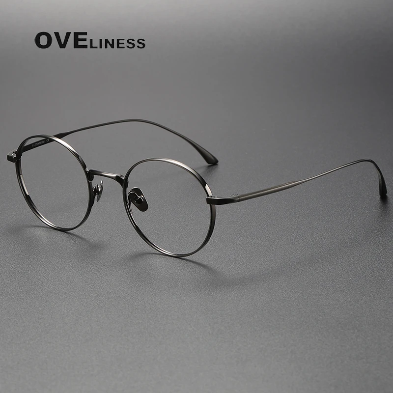 Pure Titanium Glasses Frame for men Women Retro Round Prescription Eyeglasses frames 2024 Vintage Myopia Optical male Eyewear