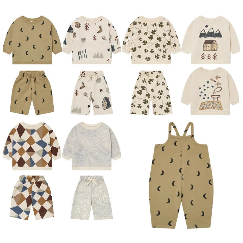 

2025 New Autumn Winter Children's Sweatshirt Set Boys and Girls Velvet Warm Top and Pants Set Kids Printed Casual Sportswear