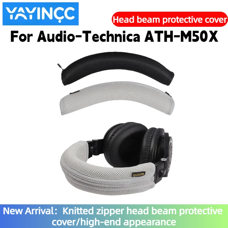 

Headphone Head Beam Cover For Audio-Technica ATH-M50X Earphone Zipper knitted fabric headband protective cover Advanced feeling