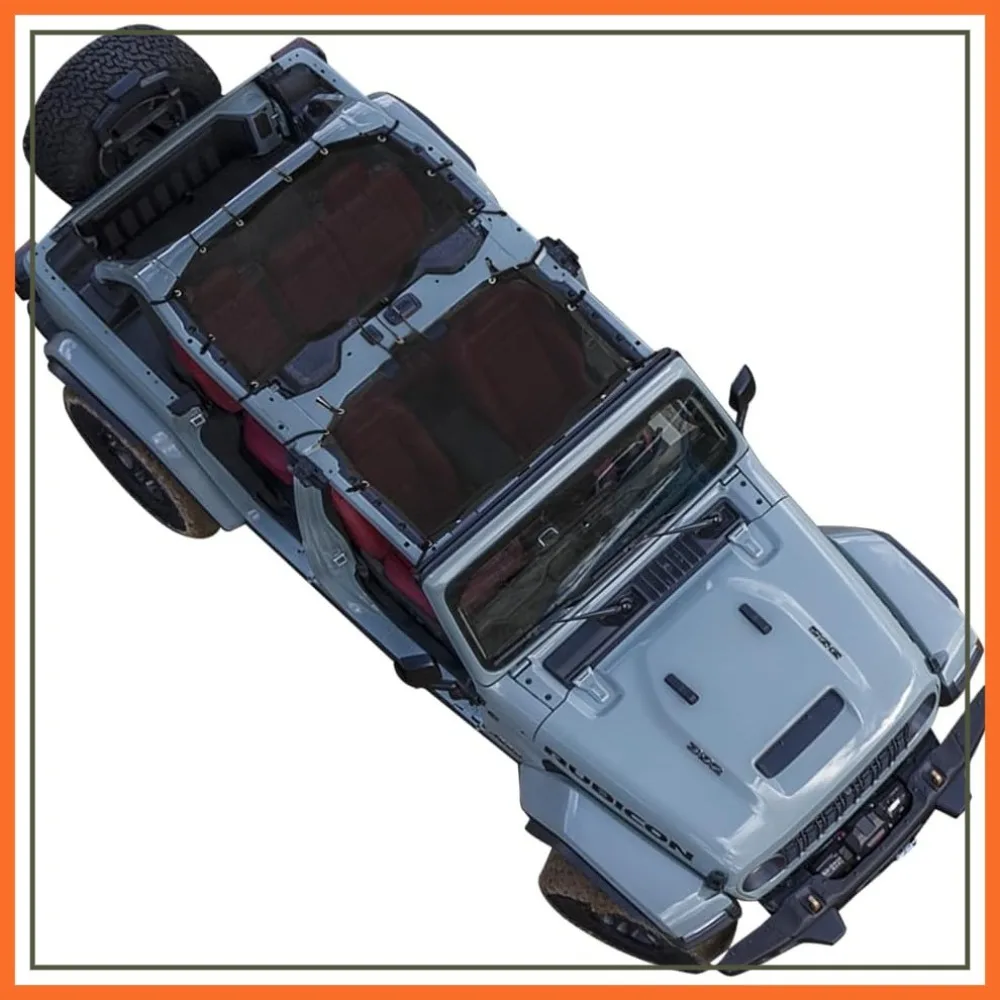 

Mesh Sun Shade Top Cover for Jeep Wrangler JL 4 Door Hard Top - Blocks UV, Wind, Noise, Black