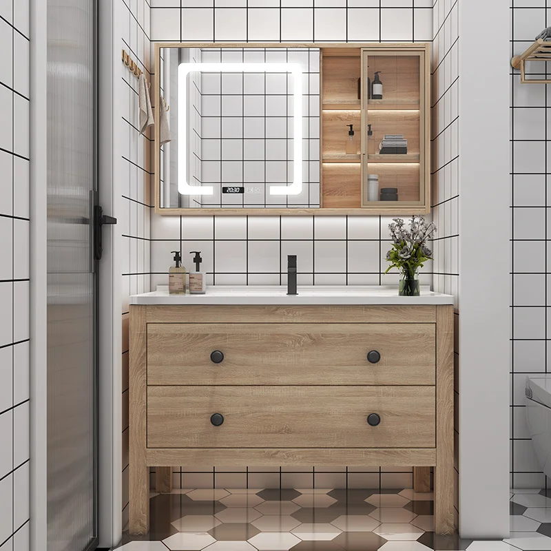 خزانة المرحاض الصينية العطور مرآة الحائط المنظم الطابق خزانة خشبية زينة العناية بالبشرة Gabinete أثاث المنزل #1