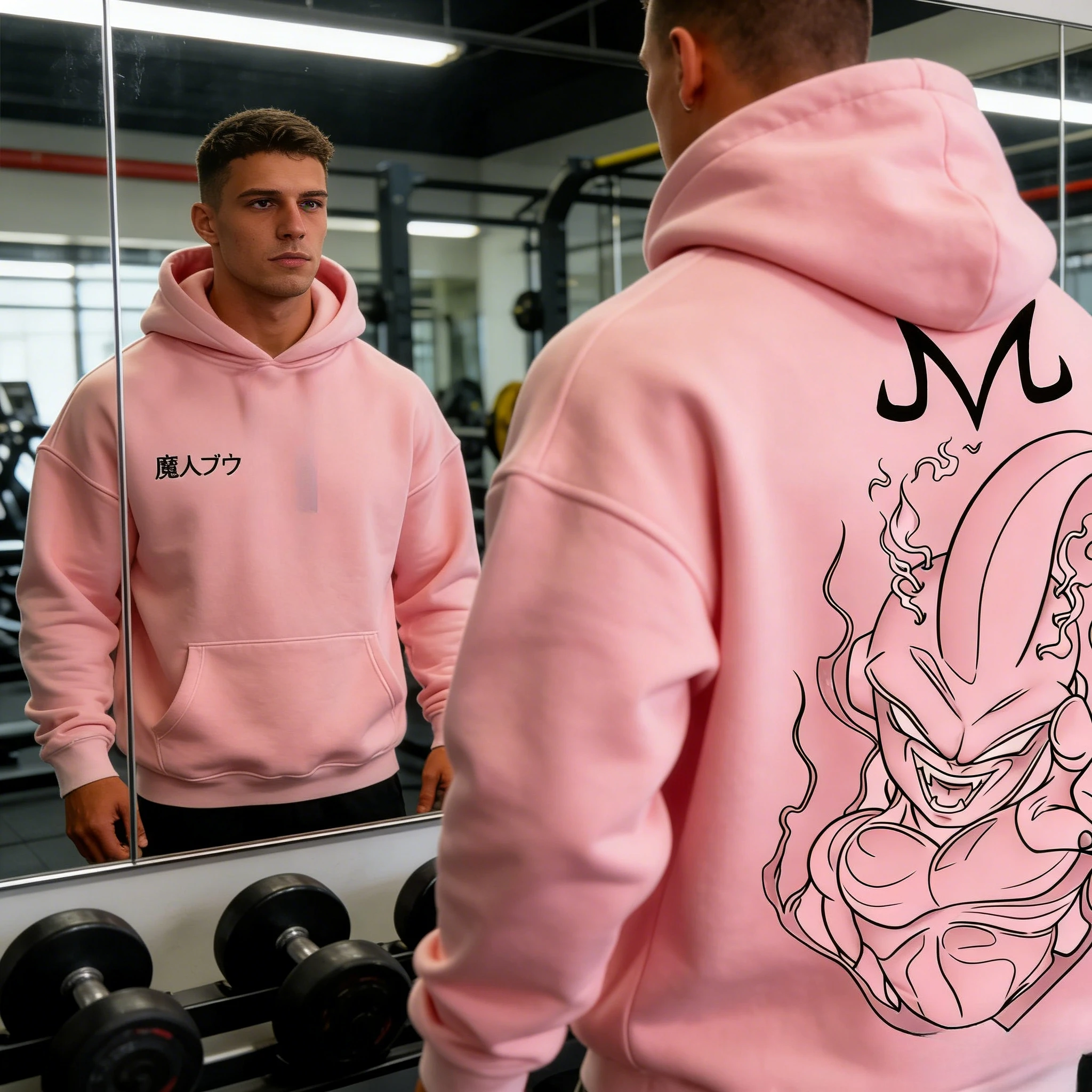 2026 Dragon Ball Retro Anime Hoodie, Kid Buu Print Herren Kapuzenpullover aus Reiner Baumwolle, Lässiger Lockerer Sport-Alltagsstil Y2K-Design
