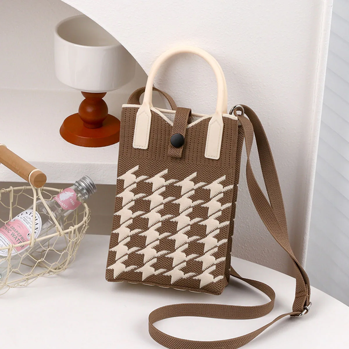 محبوك حقيبة الهاتف Crossbody حقيبة يد عادية عصرية حزام الكتف قابل للتعديل حقيبة يد صغيرة متخصصة كتف واحدة