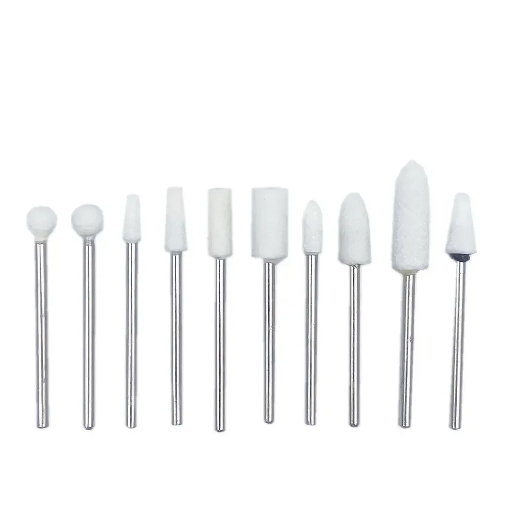 10pcs/set  Dental Stone Grinder Polisher Burs 2.35mm Shank For Contouring Shaping Porcelain Dental Rotary Stone Polisher