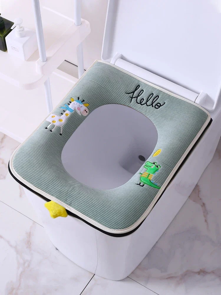 Square toilet seat cushion ring Toilet cover with seasonal zipper design Cute Household Waterproof Toilet Cushion