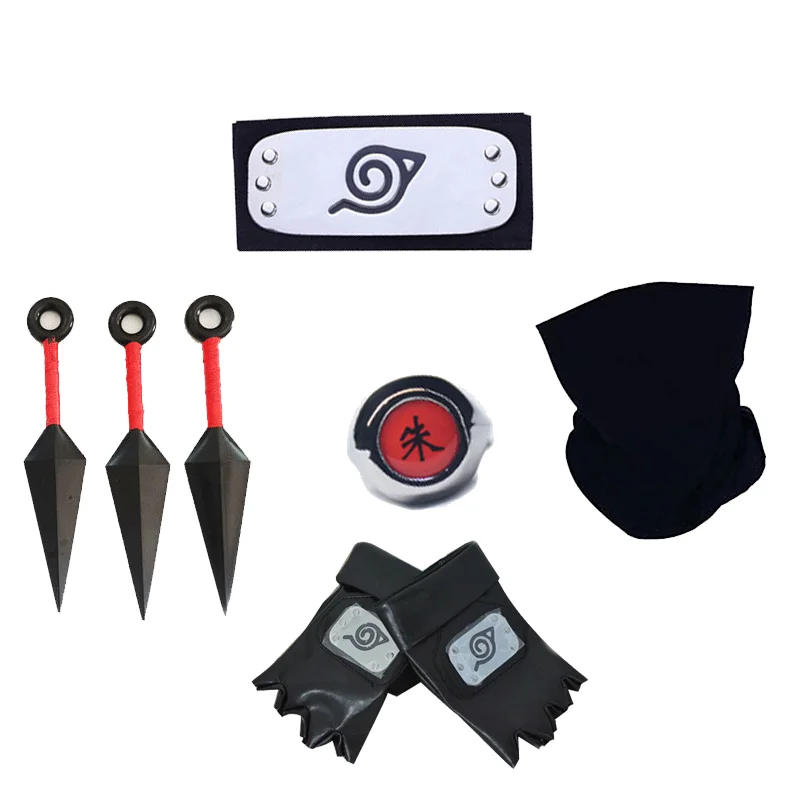 Anime Hatake Kakashi Cosplay Handschuhe Maske Stirnband Anime Zubehör Kunai Spielzeug Actionfigur Handschuhe Stirnband Uchiha Set Geschenk – Detail 12