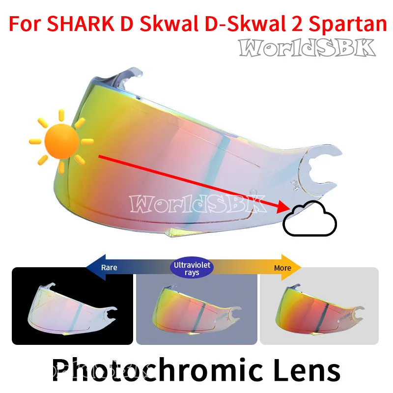 Photochromic Shield Visor Lenses for SHARK D Skwal D-Skwal 2 Spartan Helmet Visor Full Face helmet ,red blue visors goggles Mask