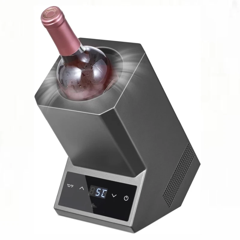 Electric Wine Chiller Single Bottle 750ml Thermoelectric Beverage Cooler Touch LED Temperature Control for Home Bar Parties
