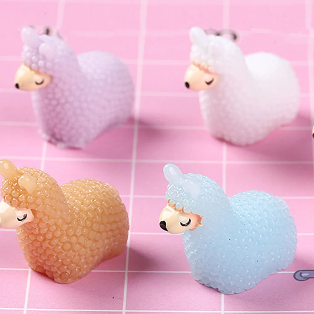 12 Pcs Alpaca Ornament Animal Mini Statue Resin Figurines Accessories Miniatures Garden Decor Decoration