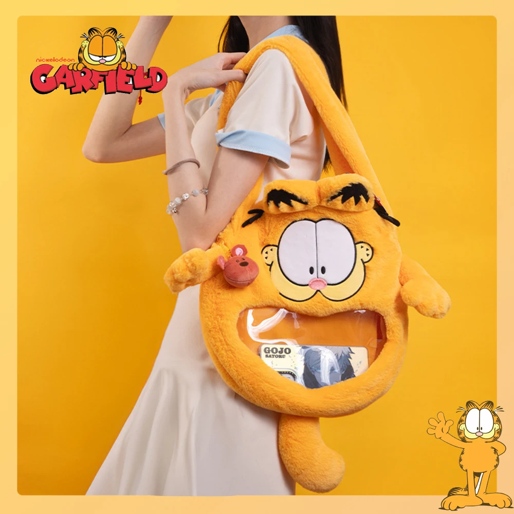 Original Anime Garfield Plüsch Spielzeug puppe kreative Umhängetasche Kawaii Kopfhörer Aufbewahrung tasche für Mädchen Jungen Halloween Geburtstags