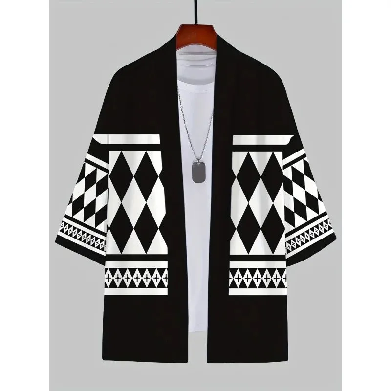 2026 Summer Men's Kimono 3D Printed Pattern Breathable Lightweight Casual Fashion Outdoor Men's Clothing