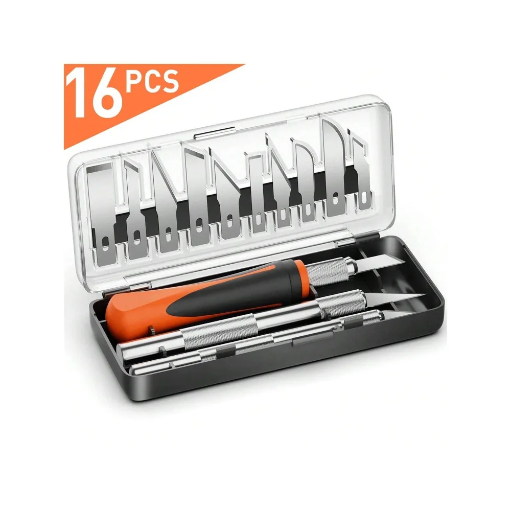 16 PCS Craft Knife Set, Exacto Knife Set, 3-Piece Hobby Knives with 10-Piece Exacting Knife Blades