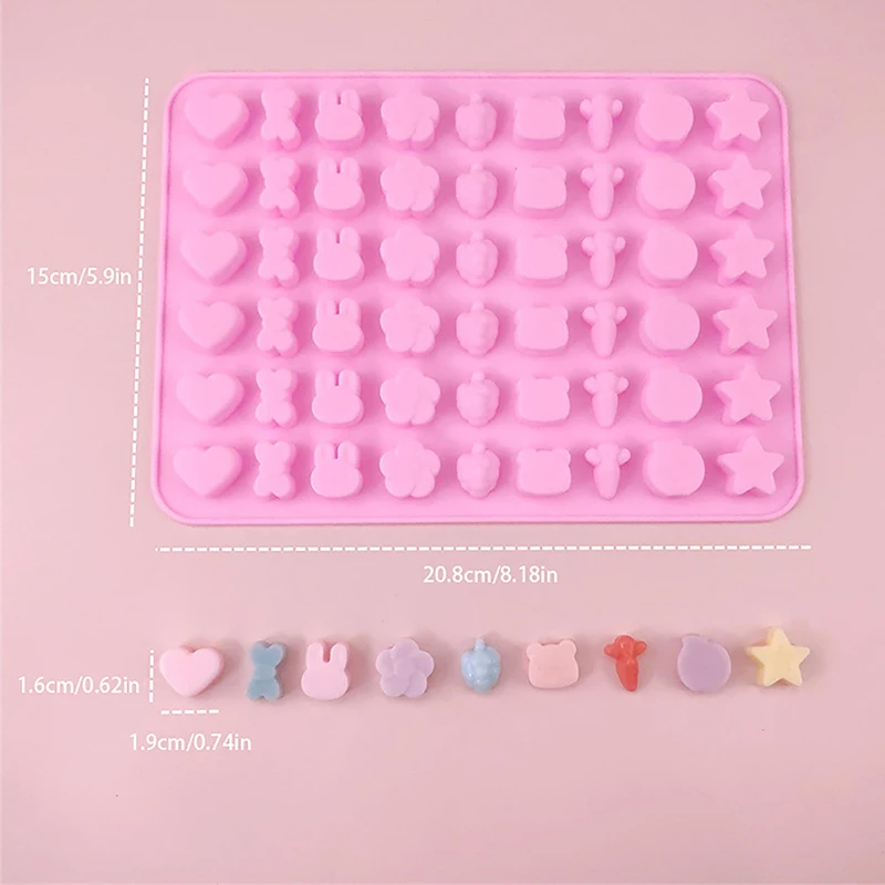 54 Cavities Fruit Animal Silicone Fondant Mold DIY Cake Decoration Tools Jelly Ice Cubes Handmade Drip Glue Fire Paint Wax Molds