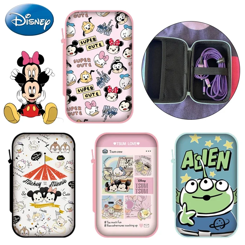 Dinsey Mickey Minnie Data Cable Storage Bag Cartoon Earphone Organizer Digital Gadget Carry Case USB Hard Disk Protection Bag