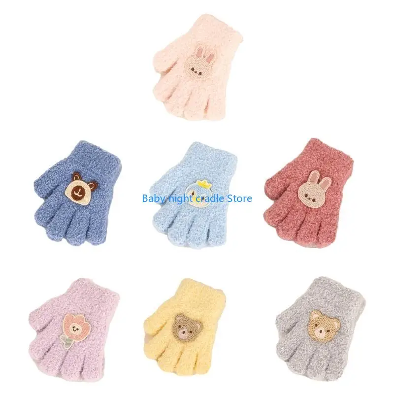 J2FF Lovely Bear Kids Gloves Winter Warm Mittens Durable Knit Gloves for Boys & Girls