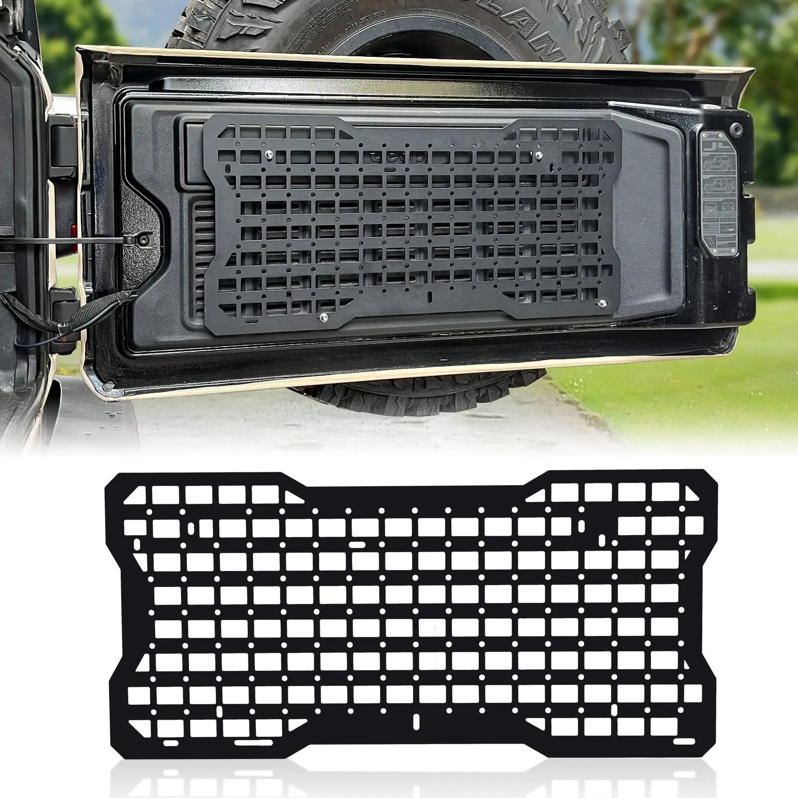 

Tailgate Moll Panel Rear Door Cargo Organizer Kit Interior Storage for Jeep Wrangler 2007-2022 JK JKU & 2018-2022 JL JLU